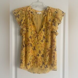 A.L.C. Yellow Floral Ruffle Blouse